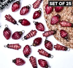 Cherry Tiny Christmas Ornaments In Assorted Styles Set of 25 Pcs